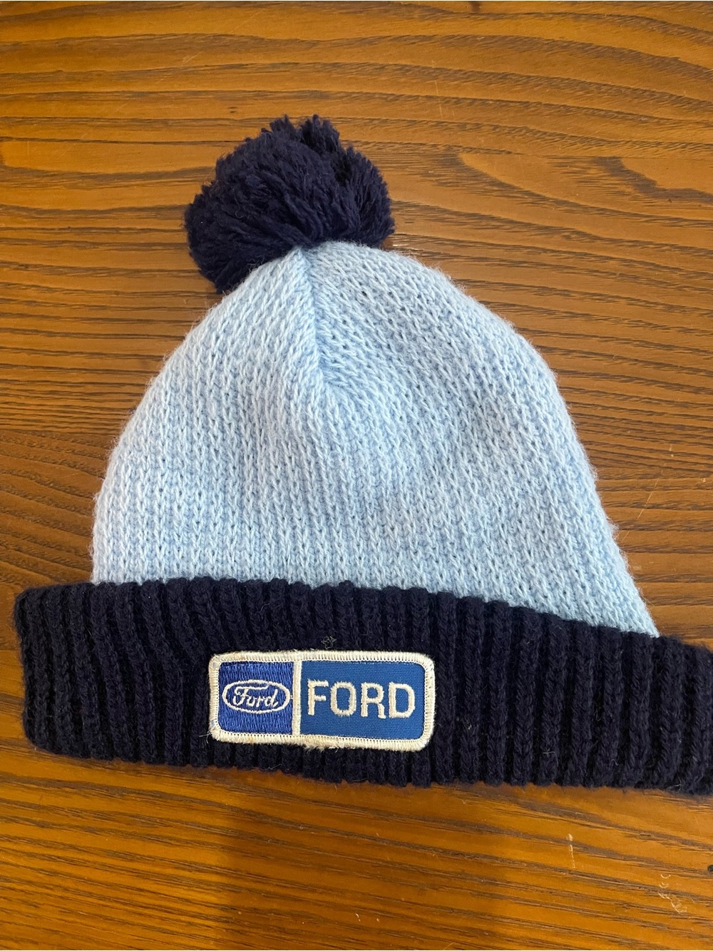 Vintage Ford Beanie Knit Hat Adult Royal Blue Oval Winter Stocking Cap Dealer
